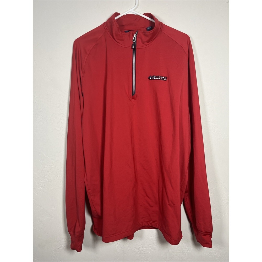 Cutter & Buck San Francisco 49ers Xl Polyester quarter Zip Sweater Red US Flag